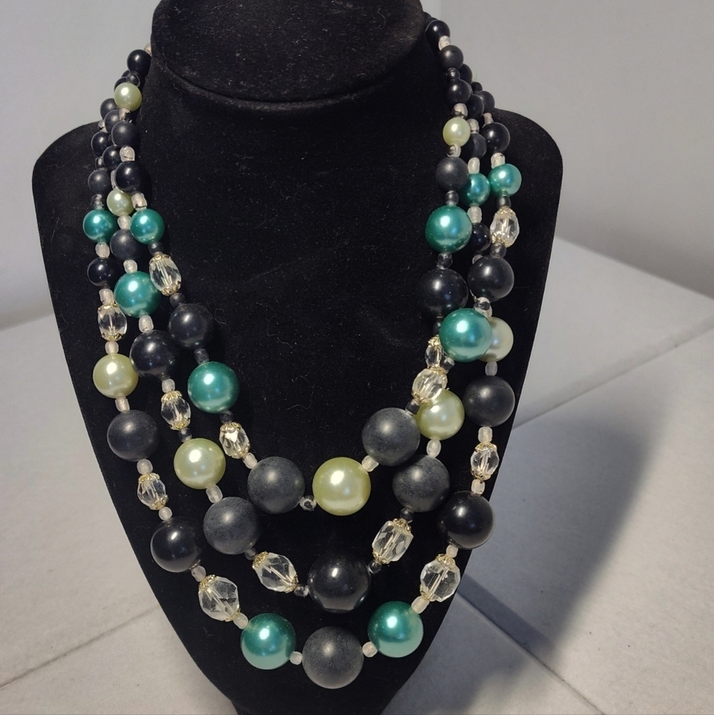 Vintage Japan Elegant Multi-Strand Beaded Necklace 16 Inch #1